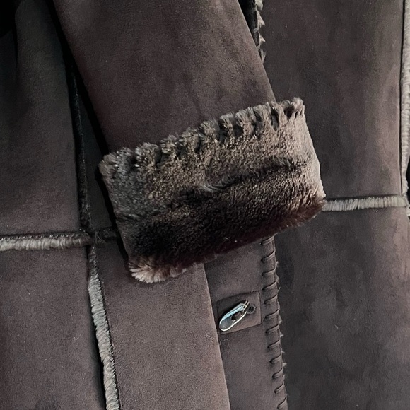 Vintage JONES NEW YORK Faux Suede Fur Lined Penny Lane Jacket Chocolate Brown - Picture 4 of 13